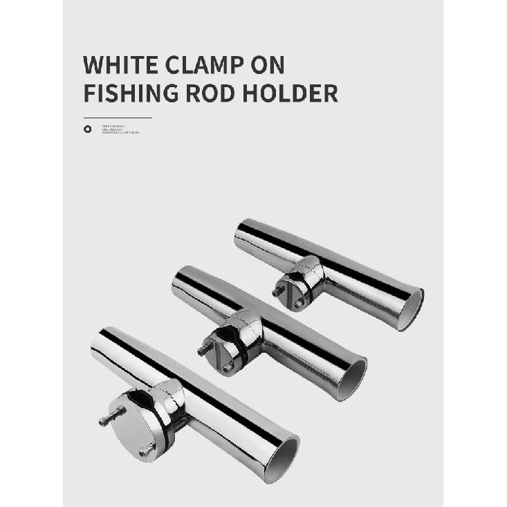 Alastin White Fishing Rod Holders Stainless Steel 360 Degrees Rotation Clamp on Marine Hardware Adjustable Boat Accessories