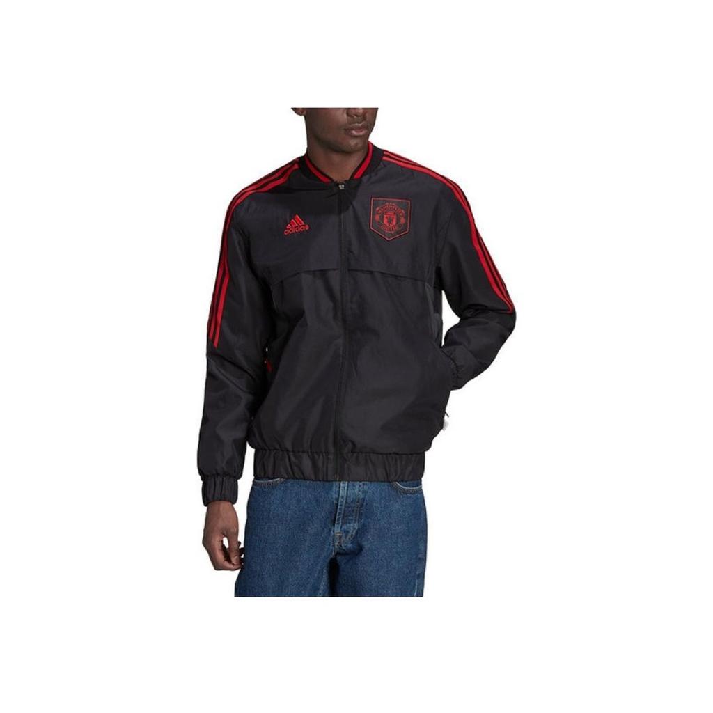 Adidas Manchester United Anthem Color Block Sports Zip Football Jersey Men jerseys Black H63998