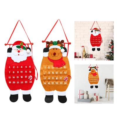Calendrier de l'Avent de Noël Suspendu Non-tissé Décoration de Noël Cadeau de Noël pour Cheminée Ornement Maison de Vacances Cadeau de Noël