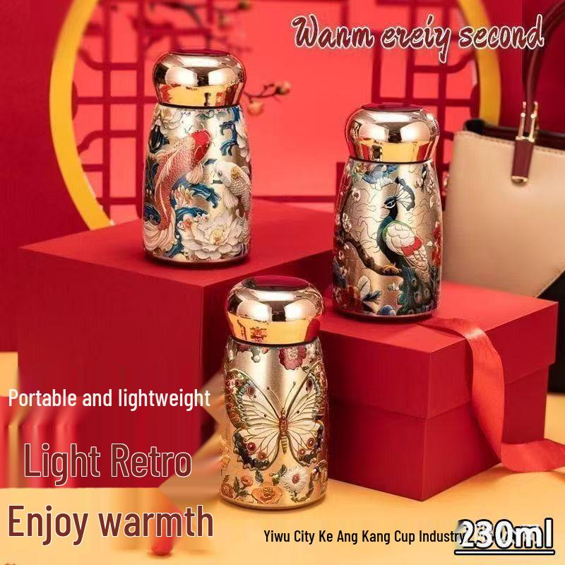 High-Quality 316 Stainless Steel Mini Thermos with Temperature Display - Chinese Style Portable Mushroom Design, Small Capacity Gift Cup