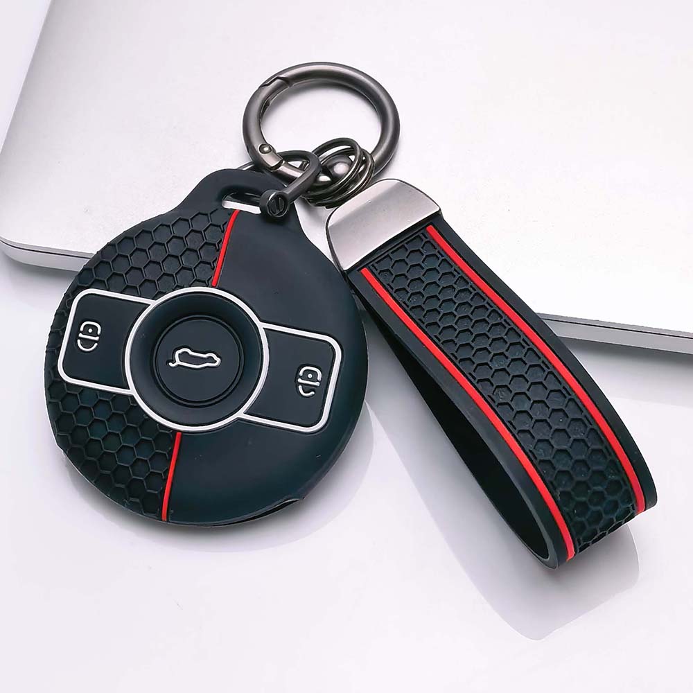 Key Holder Cover for Mercedes with Keychain For Smart 1 Smart 3 Anti-Scratch Anti-Shock Keychain Holder Anti-Scratch Guard Soft Grip Texture