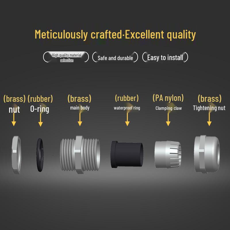 Waterproof Copper Cable Wire Sealing Strain Relief Connector Gland