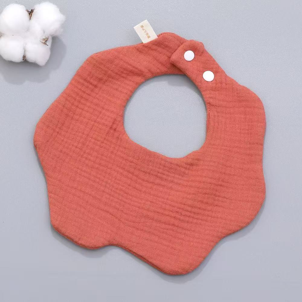 6 Layer Muslin Baby Bibs 360 Degree Rotating Drool Bibs Flower Shaped Solid Soft Skin Friendly For Infants
