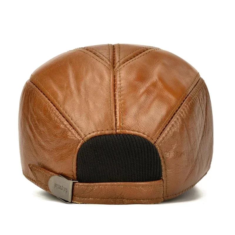 Men Fashion Warm Earlap Caps Male Fall Winter Hats Casual Leather Outdoor Baseball Cap Accessories Creative Gifts