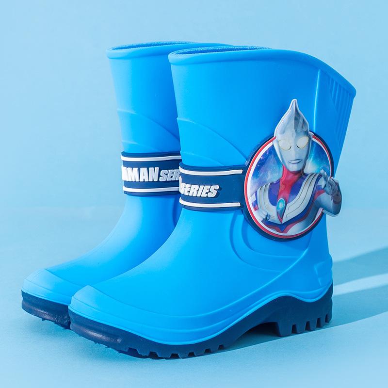 Ultraman Cartoon Genuine Tiga Zero Children's Rain Boots Elementary School Boys Mid-Calf Rubber Shoes Wear-Resistant Non-Slip Water Boots