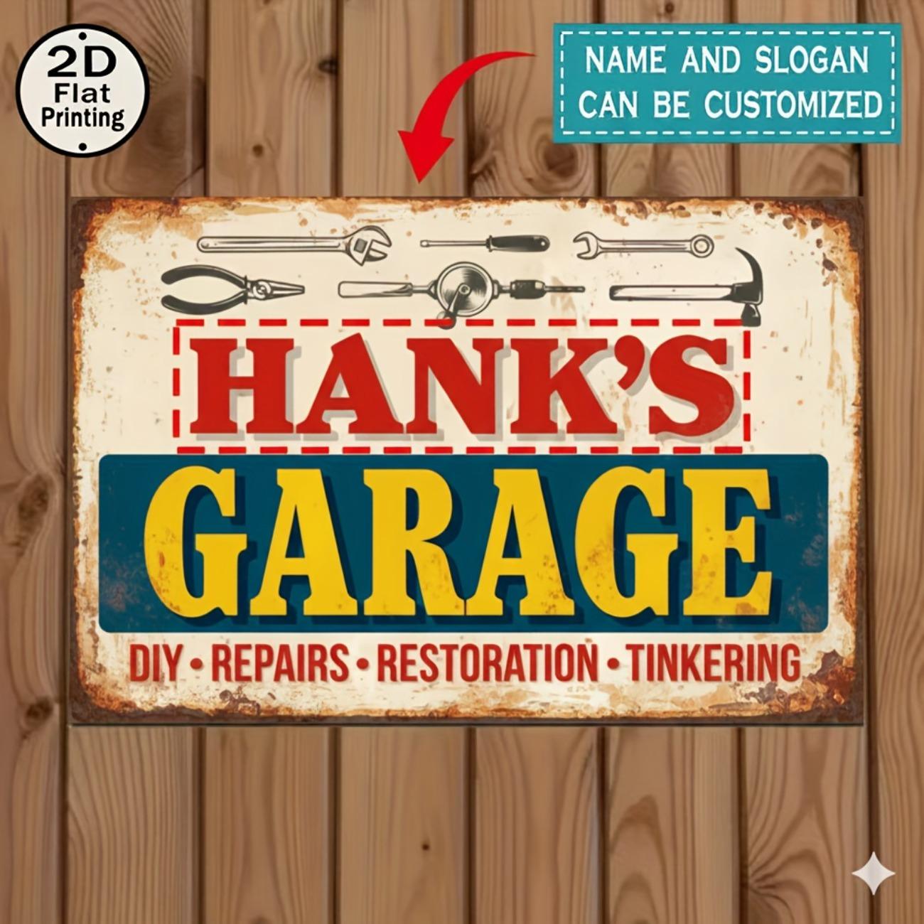 Custom Metal Garage Sign Personalized Name Logo Waterproof Outdoor Wall Decor белый