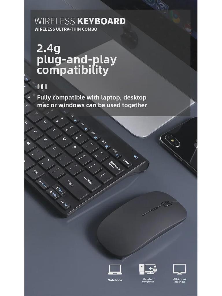 2.4G Wireless Keyboard for Notebooks, Desktops, Smart TVs