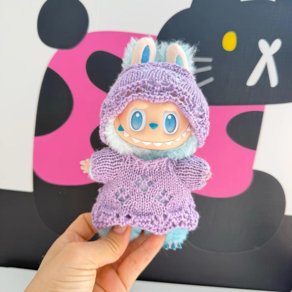 For  Labubu Clothing  Pendant Labubu Wearing Hollow Knitted Dress Hat Stylish Cute Set Gift No Dolls