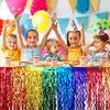 Rainbow Silk Table Skirt: Colorful Birthday, Wedding, and Holiday Party Decoration