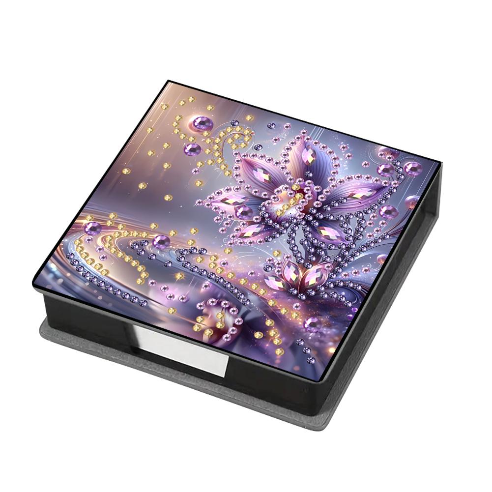 Leather Animals Gem Painting Memo Pad Holder Mosaic Kit Pattern Diamond Art Note Box with 160 Sheets of Paper for DIY Art Craft