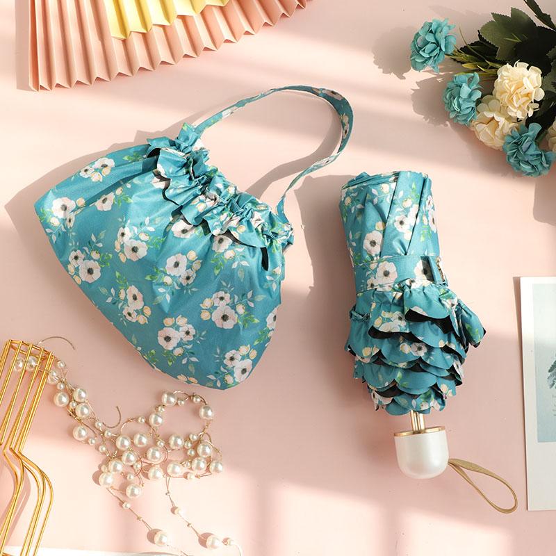 Portable  Fre Sle Five Umbrella Lace   Sunscreen Umbrella for Sunny And Rainy Days UV Protection Sunade