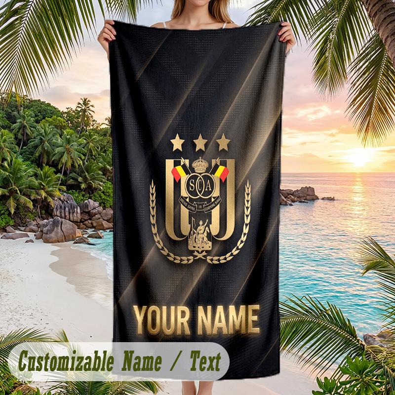 Beach Towel Anderlecht FC Print Custom Name Text Soft Towel for Swimming Pool