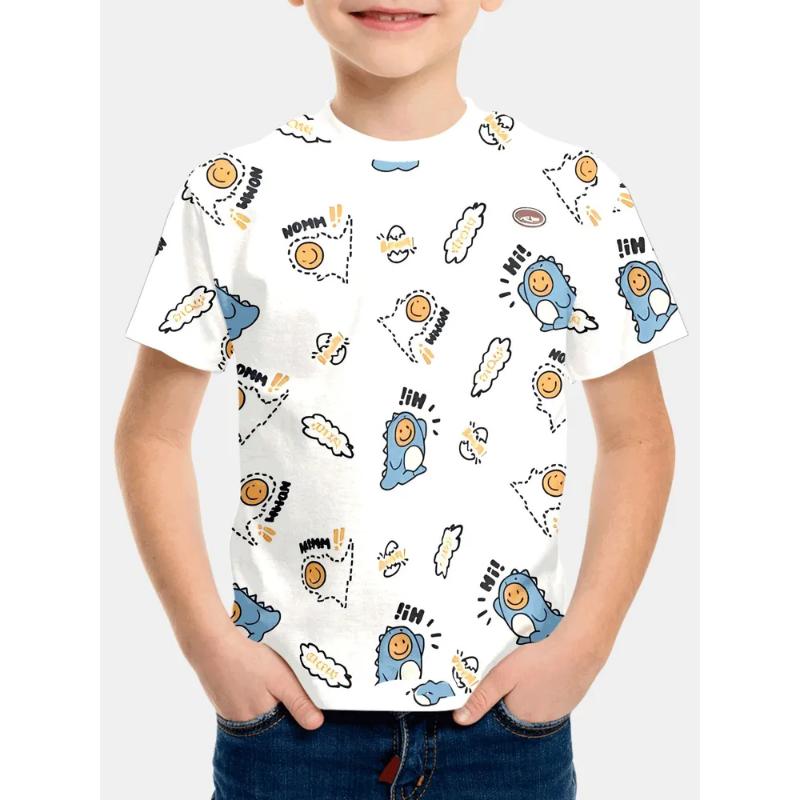 Fashion Men's Children's Clothing Crew Neck Short Sleeve 3D Casual Color Printing Casual Short Sleeve Crew Neck T-Shirt