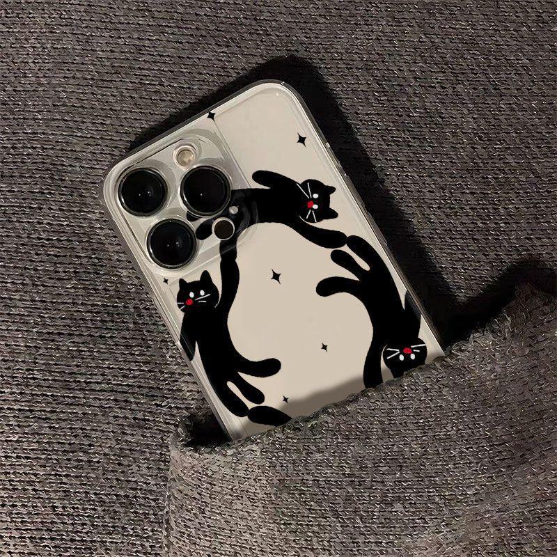 Circle Black Cat iPhone 17Promax Mobile Phone Case for Apple 16pro Space Case 14 Personality 15 Cute