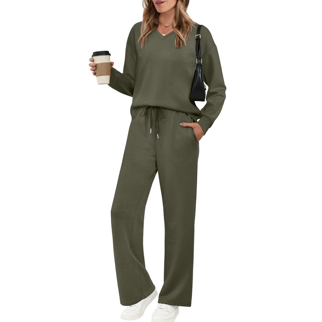 Conjunto Casual Feminino Colorido de Manga Longa com Cordão