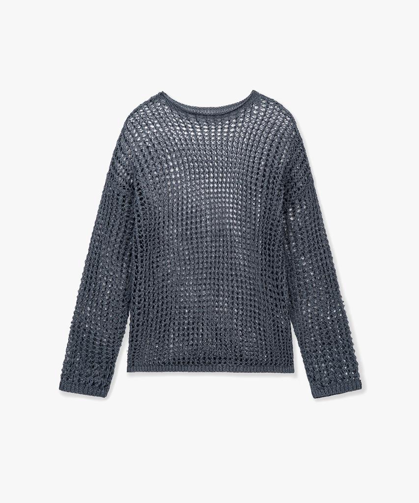 MONGDOL Paper Net See-Through Knit Top Charcoal Mdkt126Charcoal