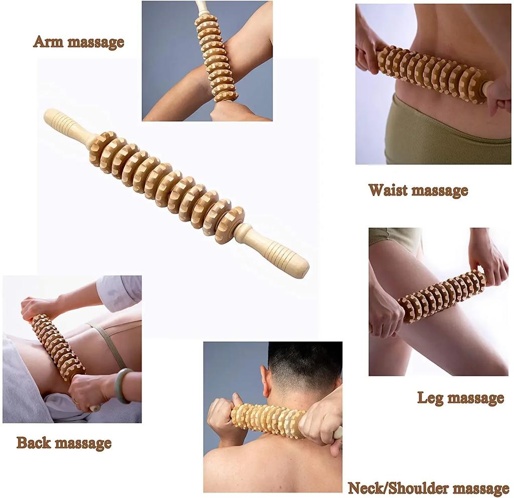 1Pc Wood Slimming Scraping Guasha Tool Anti Cellulite Body Sculpting Massage Roller for Muscle Pain Relief Blood Circulation