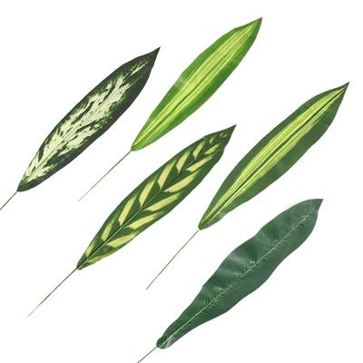 Künstliches grünes Blatt von One Piece, gefälschte Seidenpflanze für Hochzeit, Geburtstagsfeier, Heimdekoration, Palmblätter