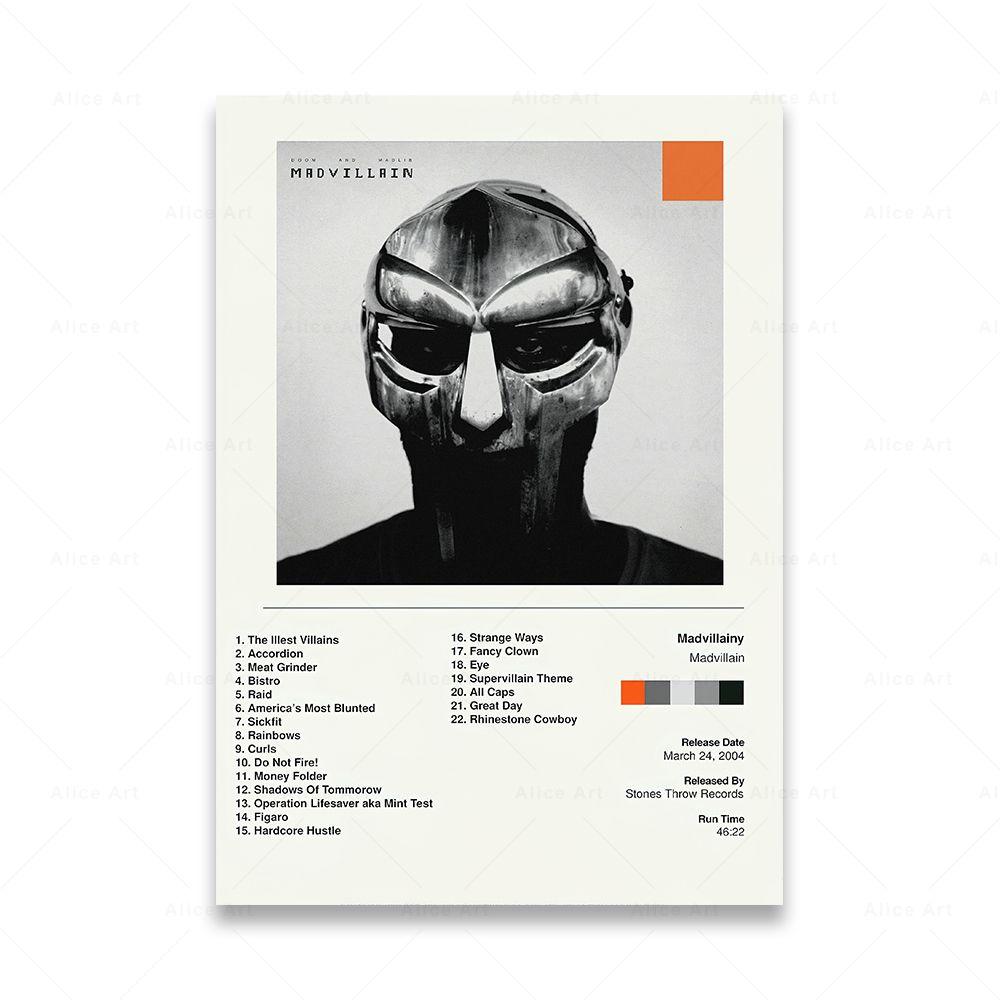 Singer Madvillain MF Doom Poster Room Decor Hip Hop Rap Music Album Star Wall Art Canvas Painting For Living Room Home Decor