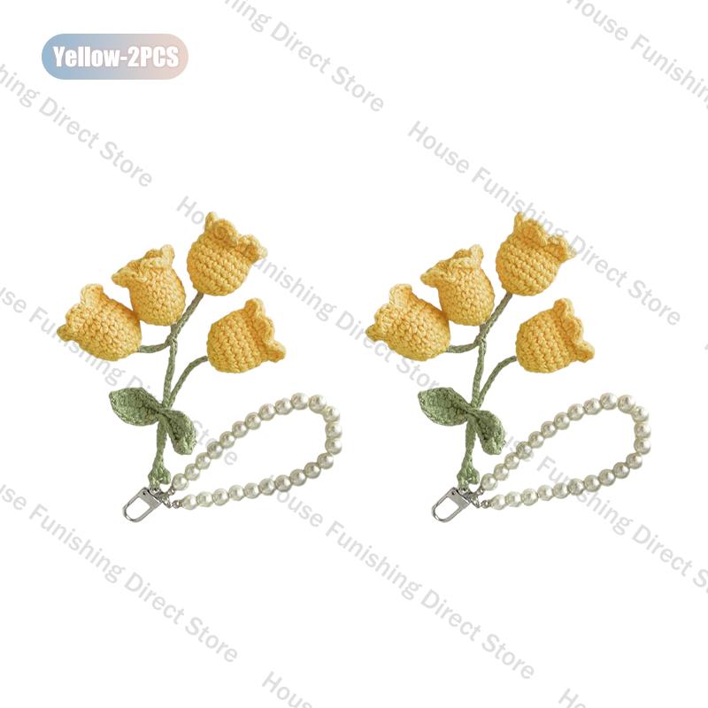 1-10PC Handmade Weaving Bag Pendant Lin Orchid Keyring Love Girl Pearl Chain Keychain Decoration Car Pendant Diy Bag Accessories