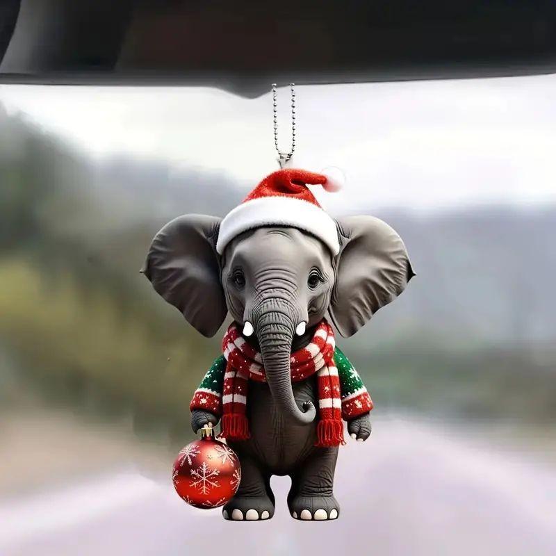 Acrylic Whimsical Cartoon Christmas Tree Hanging Ornament For Festive Interior Car