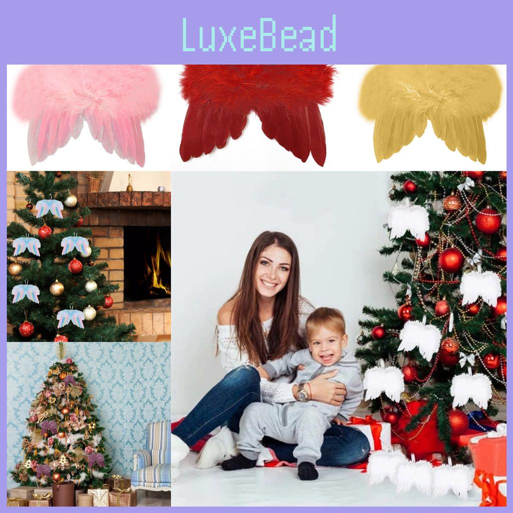 Angel Wings 5pcs Christmas Feather Baubles Tree Hanging Ornament Diy Craft Decor