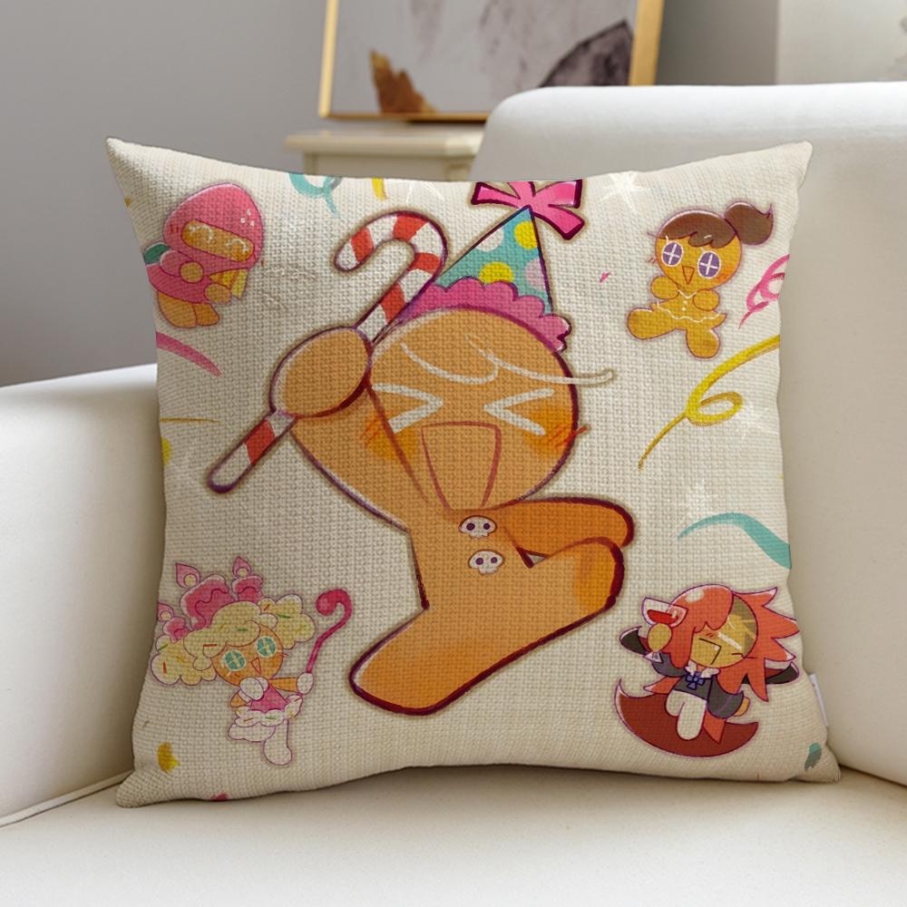 Fun CCookie RunS Cushion Cover Breathable and skinfriendly linen pillowcase square removable and washable cushion