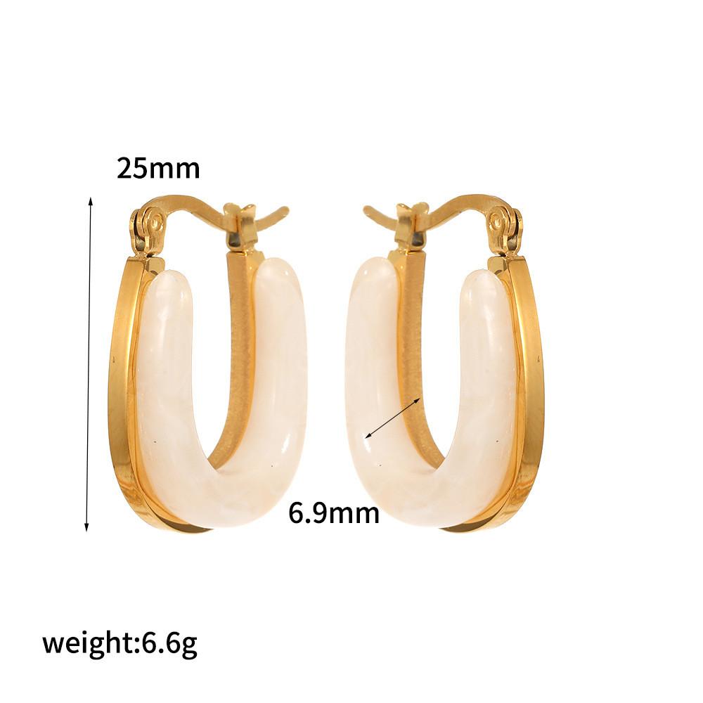 Modern Geometric Resin Stainless Steel Earring For Women With Gold Plating And Elegant Style