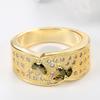 New Copper Plate Inlaid Zircon Ring European and American Men's and Women's Rings