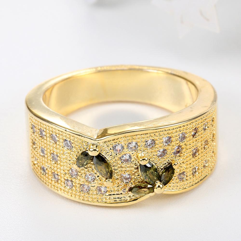 New Copper Plate Inlaid Zircon Ring European and American Men's and Women's Rings