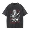 Japanese Anime Vagabond Miyamoto Musashi Vintage Washed Tshirts Men Women Clothing Fashion Retro Cotton Short Sleeve T Shirts
