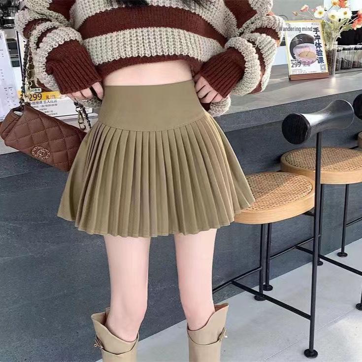 Japanese Pure Desire High-Waisted Pleated Skirt - Spring/Autumn Petite Slimming Anti-Exposure Short Skirt
