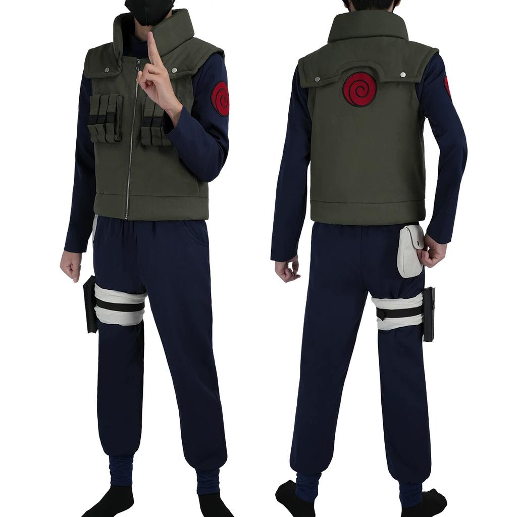 Anime Vierde Hokage Kakashi Hatake Cosplay Kostuum Voor Jonge Ninja, Inclusief Pruik.