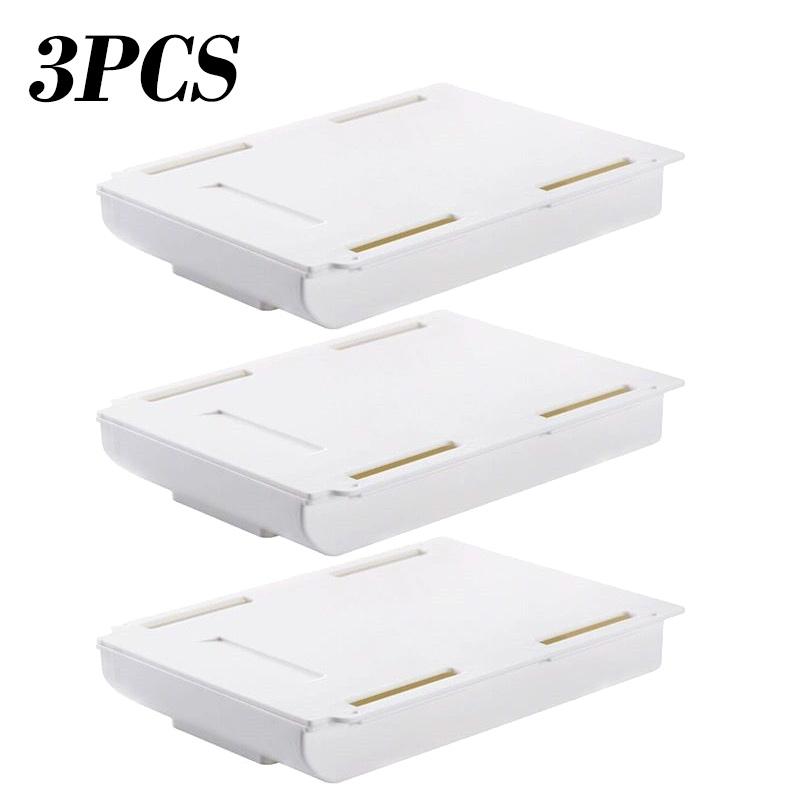 Self Stick Pencil Tray Under Desk Drawer Storage Box Hidden Stationery Organizer Stand For Pens Office Home Storage Organizer