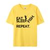 Eat Sleep Fish Repeat Tshirt Cotton Normal Tees Coupons Unisex TShirt Casual Tops Shirts Wholesale Basic