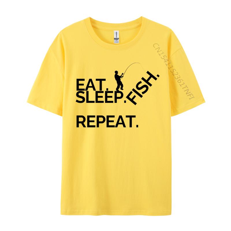 Eat Sleep Fish Repeat Tshirt Cotton Normal Tees Coupons Unisex TShirt Casual Tops Shirts Wholesale Basic