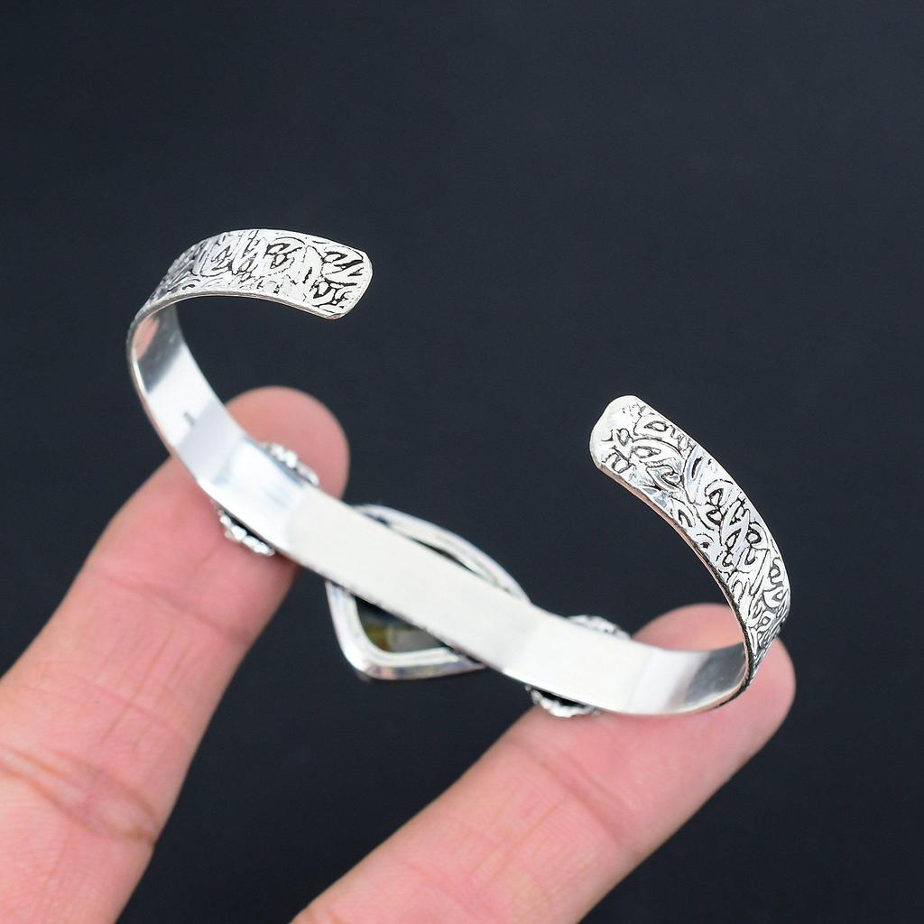 Womens day Deal Trillion Natural Fume Agate Engagement Bangle Jewelry 925 Silver