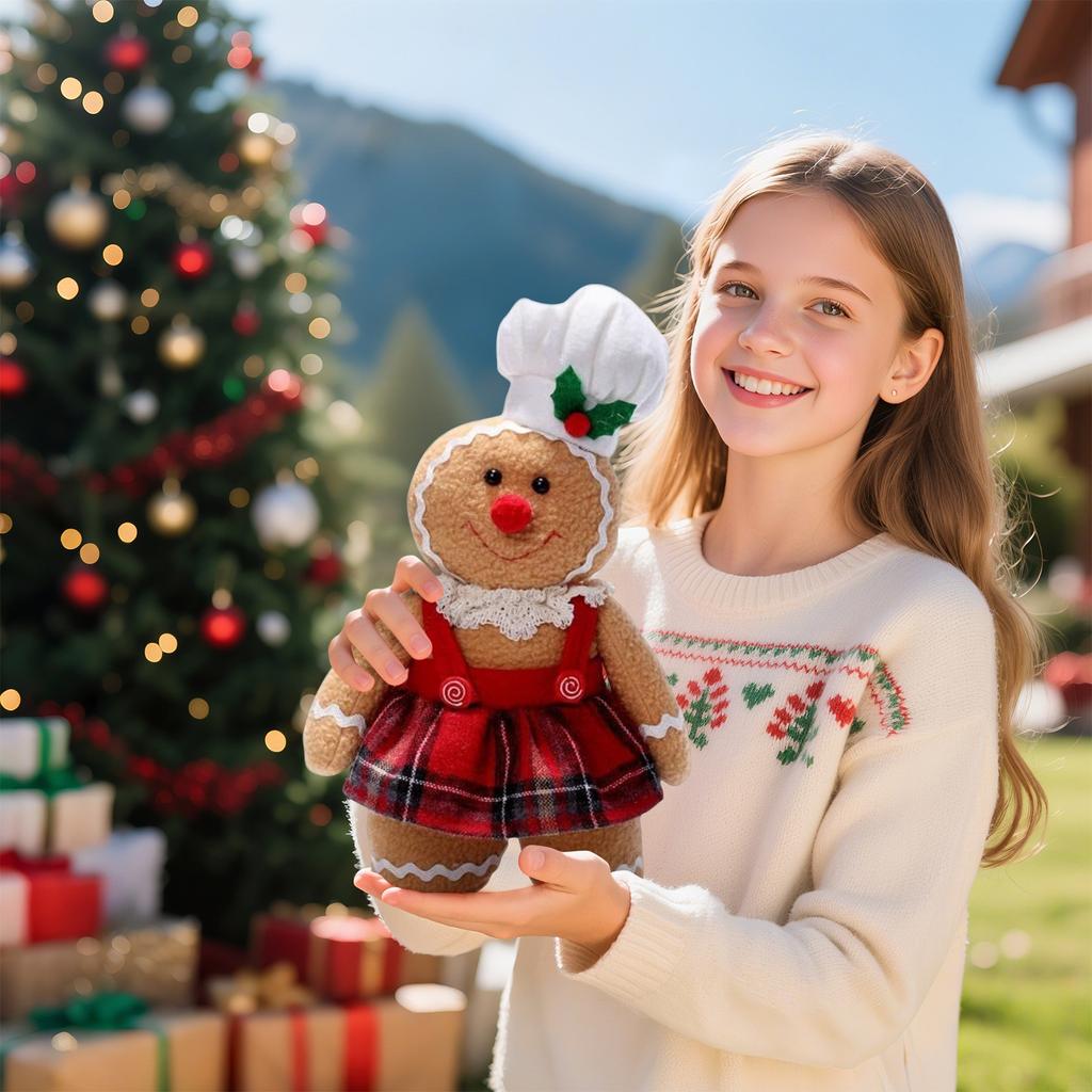 2pcs Cute Gingerbread Mans Gnome Decoration Men's And Women's Plush Set For Christmas Xmas, Indoor And Outdoor Decoration