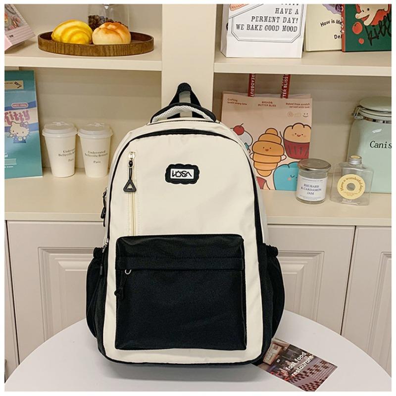 Leisure niche simple new nylon versatile large capacity double shoulder contrasting color commuter travel backpack