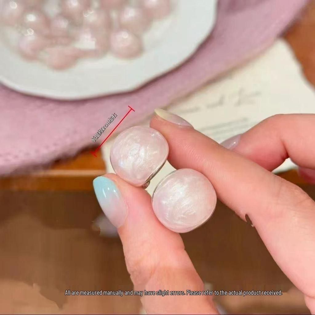 Elegant Light Pink & Purple Glitter Versatile Earring Backs for Women - High-End, French-Inspired Simple Bean Stud Design