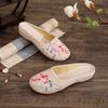 Cloth tow versatile embroidered bag head linen slippers low heel ethnic style mother shoes daily home home women's shoes