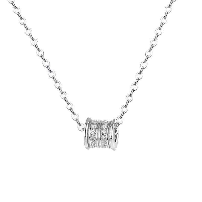 Women Fashion Simple Fresh Full Diamond Zircon Round Pendant Clavicle Necklace