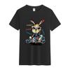 Mens Printed Tshirt Made of 100 Cotton Featuring a Rabbit Cartoon Pattern  a Versatile and Trendy Loosefitting Tshirt