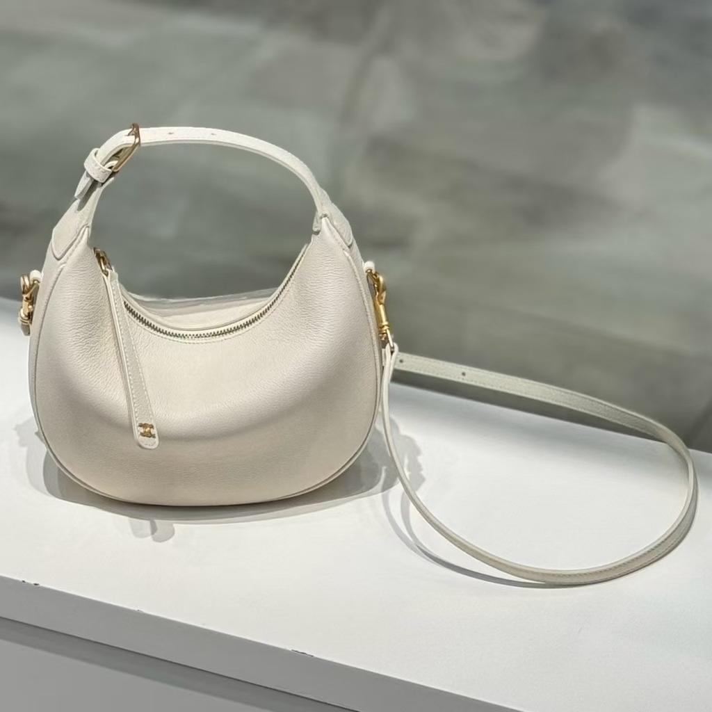 Cowhide crescent bag handbag underarm bag 2025 new casual shoulder bag messenger bag first layer women's bag mini