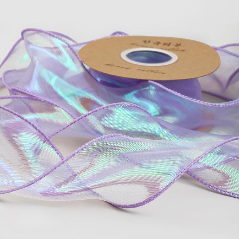 10yards Roll Solid Color Organza Ribbon Wavy Edge Fishtail Ribbon For Flower Bouquet Gifts Packaging Wedding Party Decorations