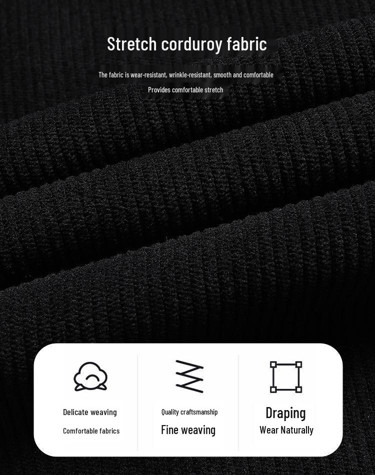 Men's Large Corduroy Warm Winter Casual Straight-Leg Pants with Velvet Lining