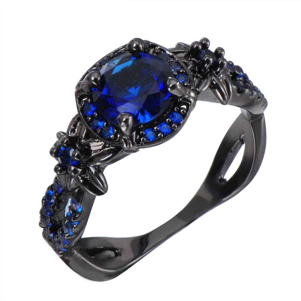 Dark Black Gold Set with Diamonds Full Set with Diamond Rings Ring Set with Rings