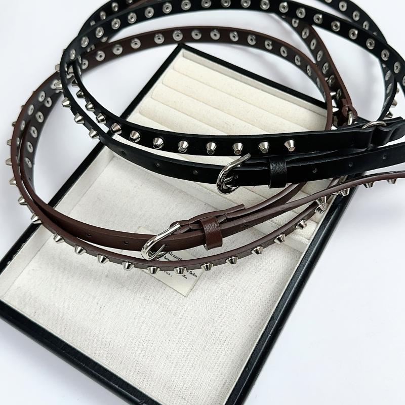 Punk Cowboy Style Double Circle Waist Belt Bucket Nail Extra Long Thin Waist Belt Casual Versatile Rivet Belt