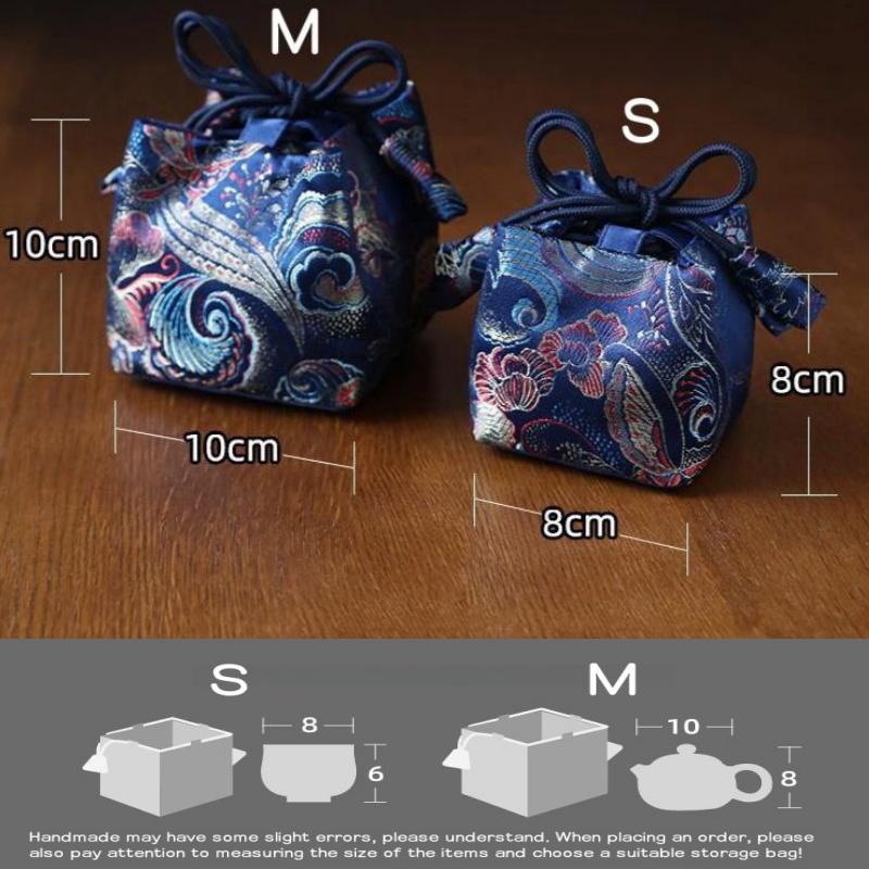 Pogrubiony worek do przechowywania Tkanina Outdoor Podróżny Przenośny Organizer na Kubek Narzędzie Produkt Ceramiczny Zen Woreczki do Kolekcjonowania ze Sznurkiem