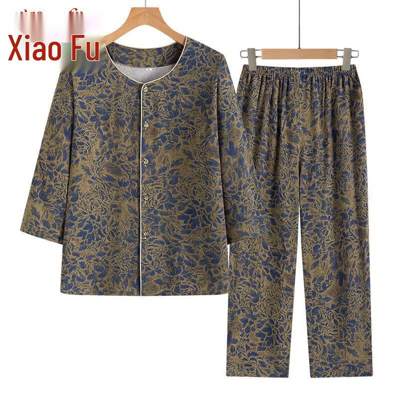 Elderly Women's Plus Size Summer Two-Piece Set